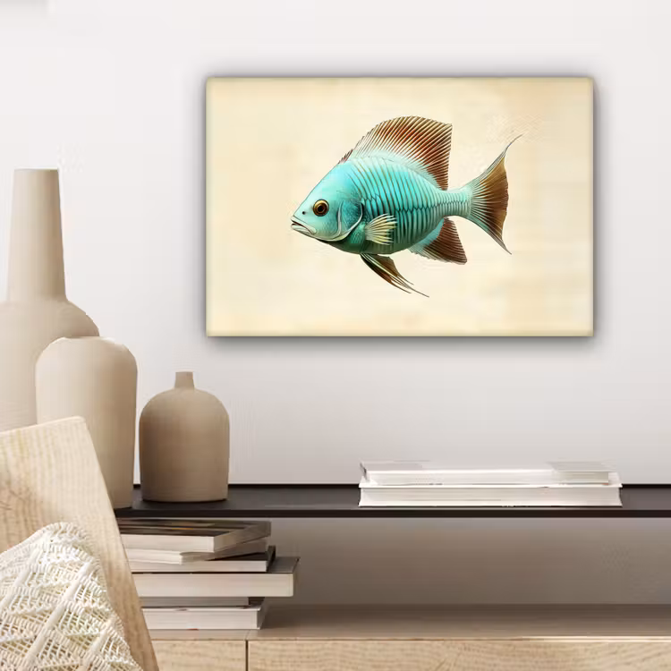 Canvas schilderij - Schubben - Vis - Mint - Minimalistisch — 5