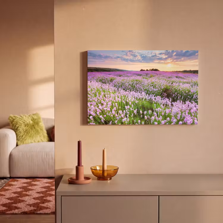 Canvas schilderij - Lavendel - Bloemen - Zonsondergang - Paars - Weide — 2