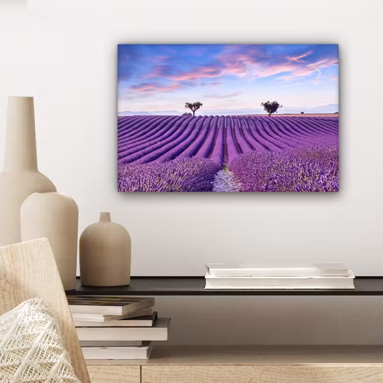 Canvas schilderij - Lavendel - Natuur - Paars - Bomen - Bloemen — 5