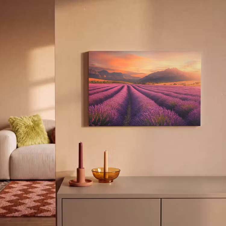 Canvas schilderij - Lavendelveld - Zonsondergang - Paars — 2