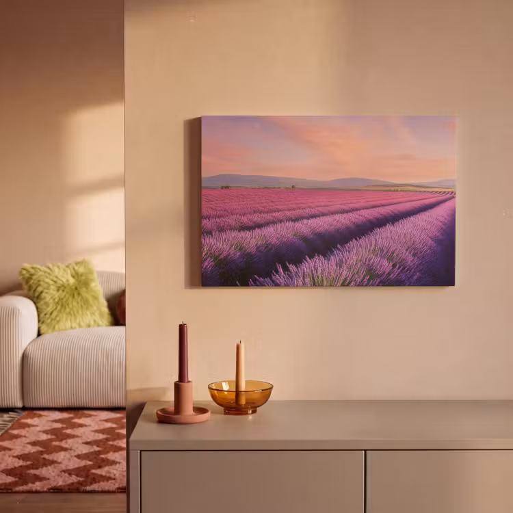 Canvas schilderij - Lavendelveld - Zonsondergang - Paars - Bloemen — 2
