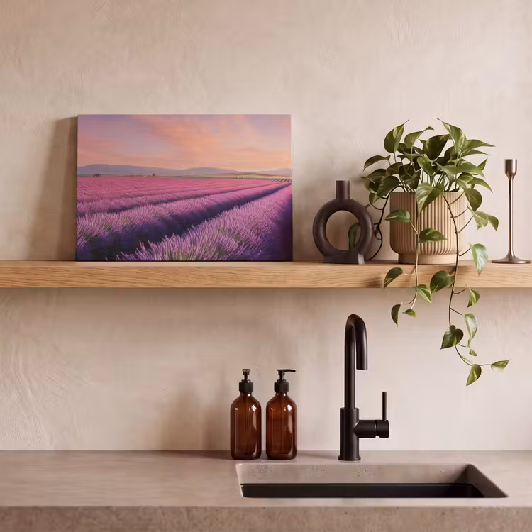 Canvas schilderij - Lavendelveld - Zonsondergang - Paars - Bloemen — 3