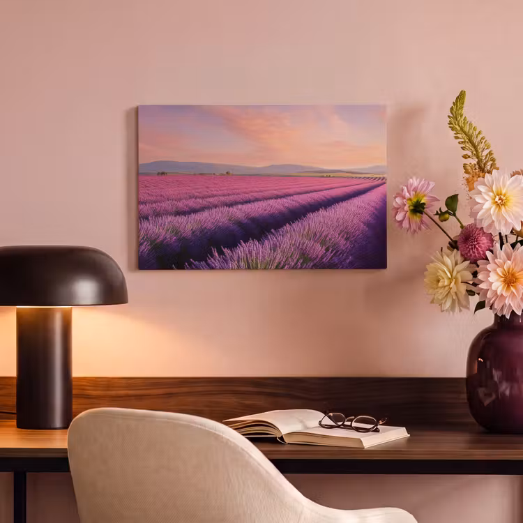 Canvas schilderij - Lavendelveld - Zonsondergang - Paars - Bloemen — 4