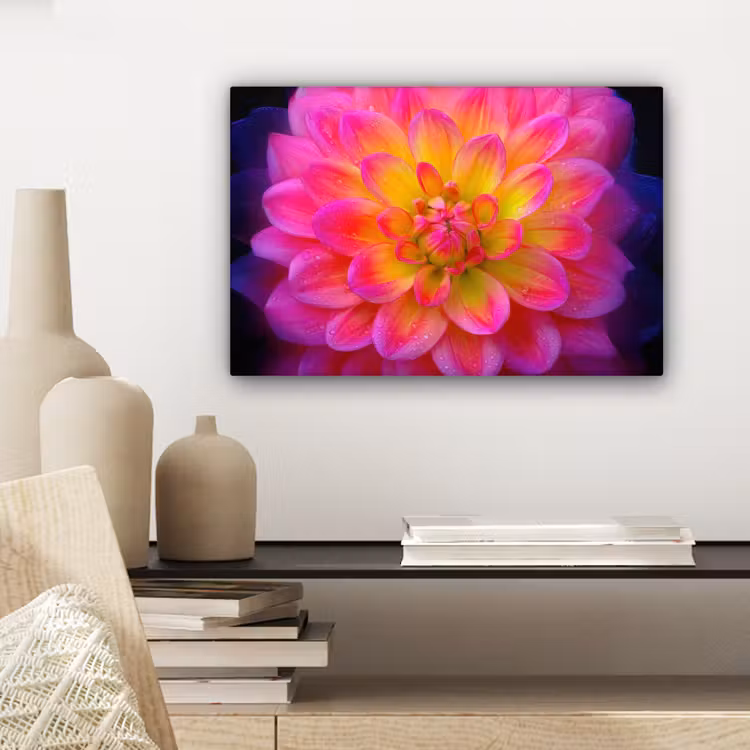 Canvas schilderij - Roze - Dahlia - Kleurrijk — 5