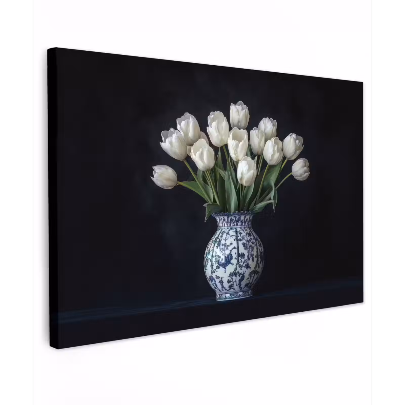 Canvas schilderij - Wit - Bloemen - Tulpen - Vaas — 1