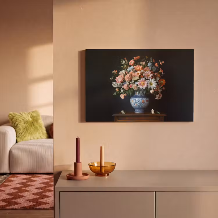Canvas schilderij - Hout - Vaas - Kleuren - Bloemen — 2