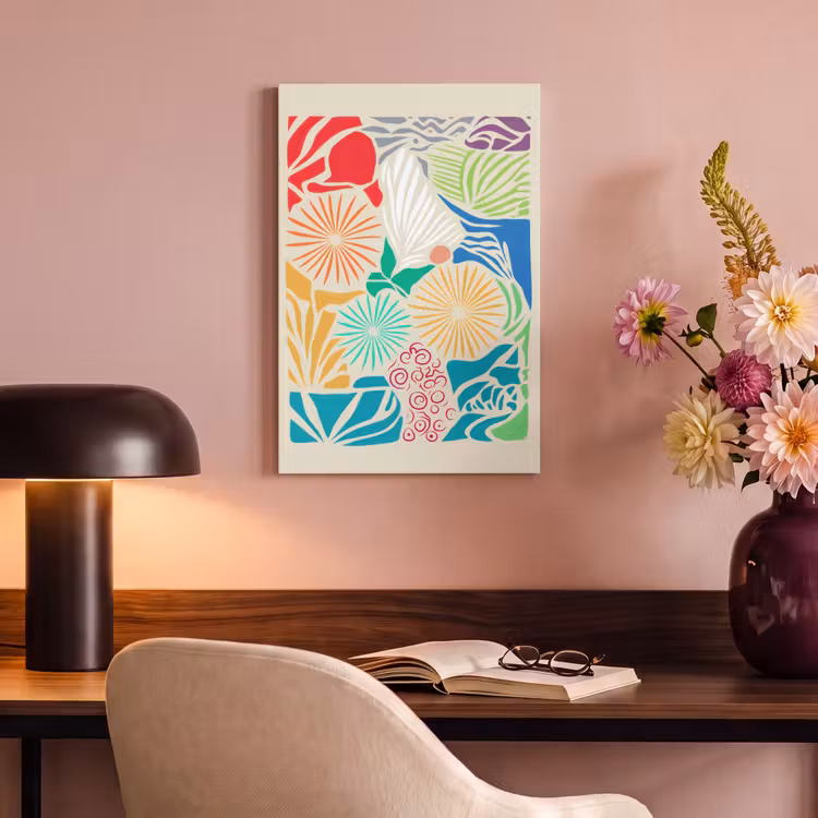Canvas schilderij - Kleurrijk - Abstract - Bloemen - Patronen — 2
