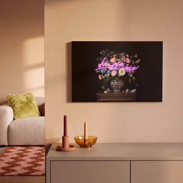 Canvas schilderij - Neon - Vaas - Bloemen — 2