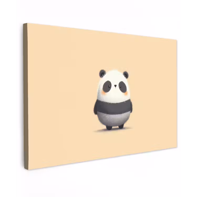Canvas schilderij - Panda - Beige - Minimalistisch — 1