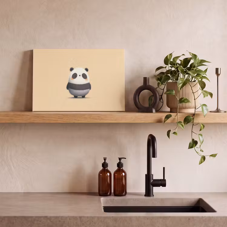 Canvas schilderij - Panda - Beige - Minimalistisch — 3
