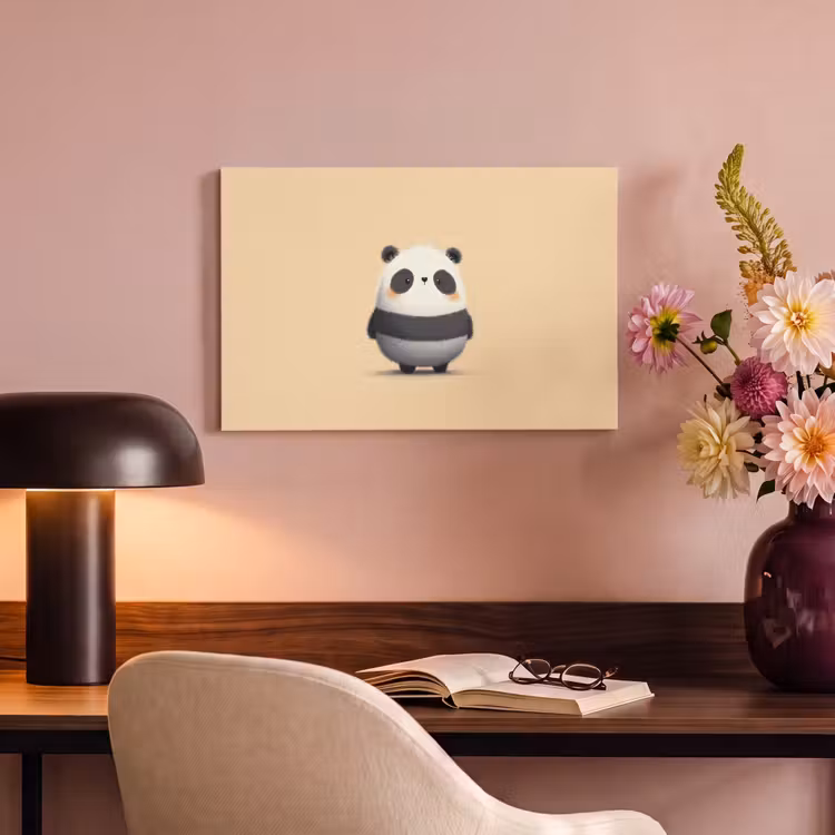 Canvas schilderij - Panda - Beige - Minimalistisch — 4