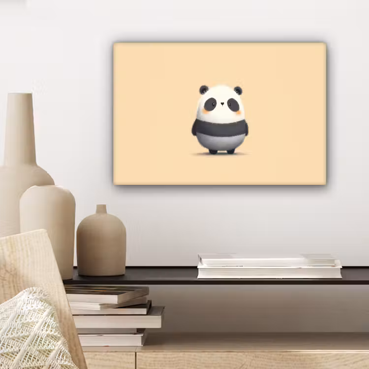 Canvas schilderij - Panda - Beige - Minimalistisch — 5