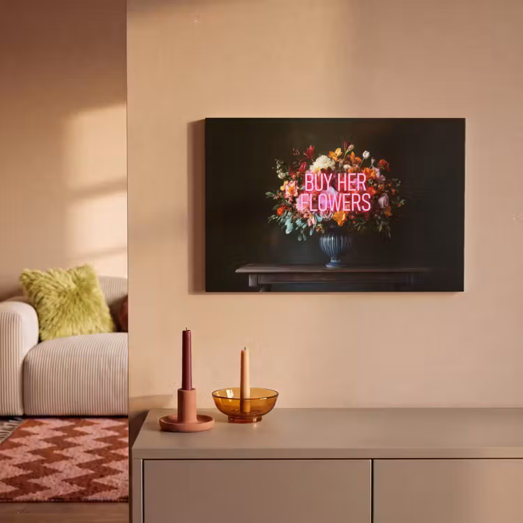 Canvas schilderij - Quote - Bloemen - Vaas - Neon — 2