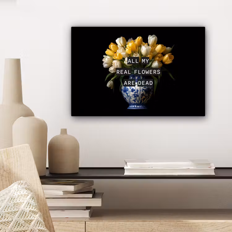Canvas schilderij - Quotes - Bloem - Tulp - Geel — 5