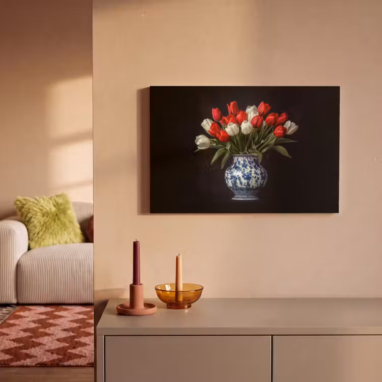 Canvas schilderij - Rode - Bloemen - Tulpen - Vaas — 2