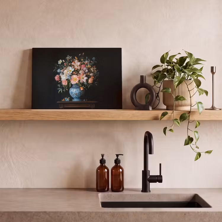 Canvas schilderij - Roze - Bloemen - Vaas - Kleuren — 3