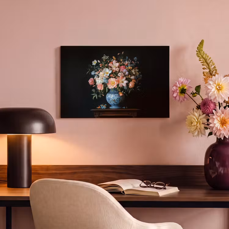 Canvas schilderij - Roze - Bloemen - Vaas - Kleuren — 4
