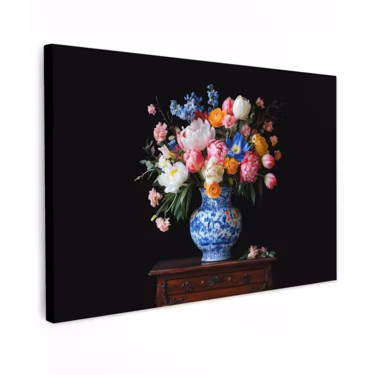 Canvas schilderij - Rozen - Bloemen - Vaas - Boeket — 1