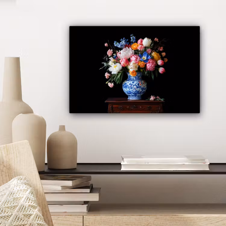 Canvas schilderij - Rozen - Bloemen - Vaas - Boeket — 5