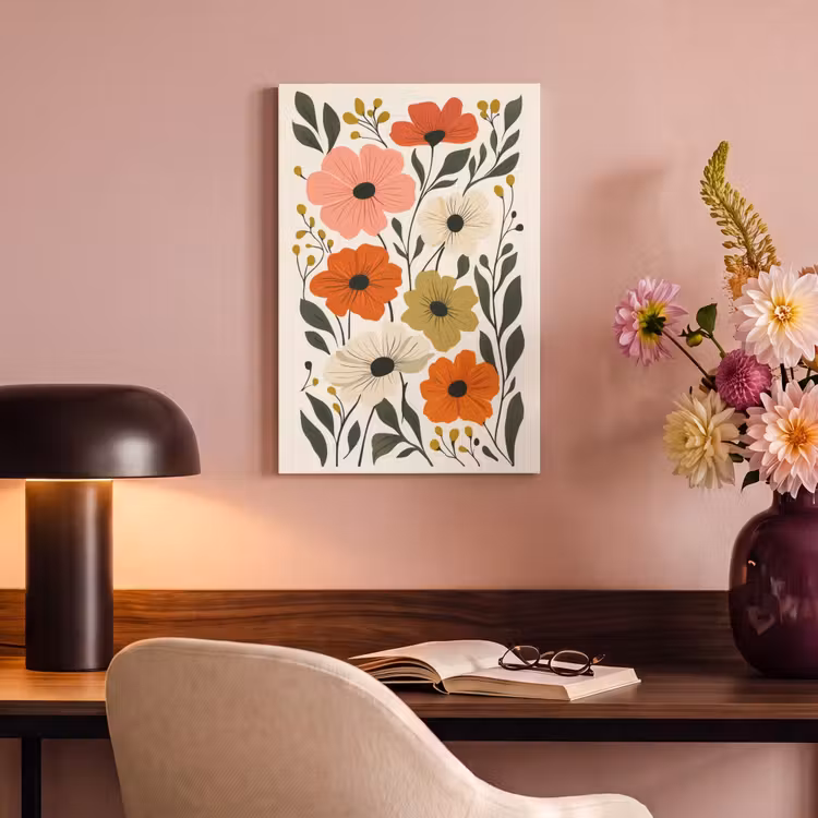 Canvas schilderij - Veldbloemen - Stengels - Blaadjes - Groen — 2