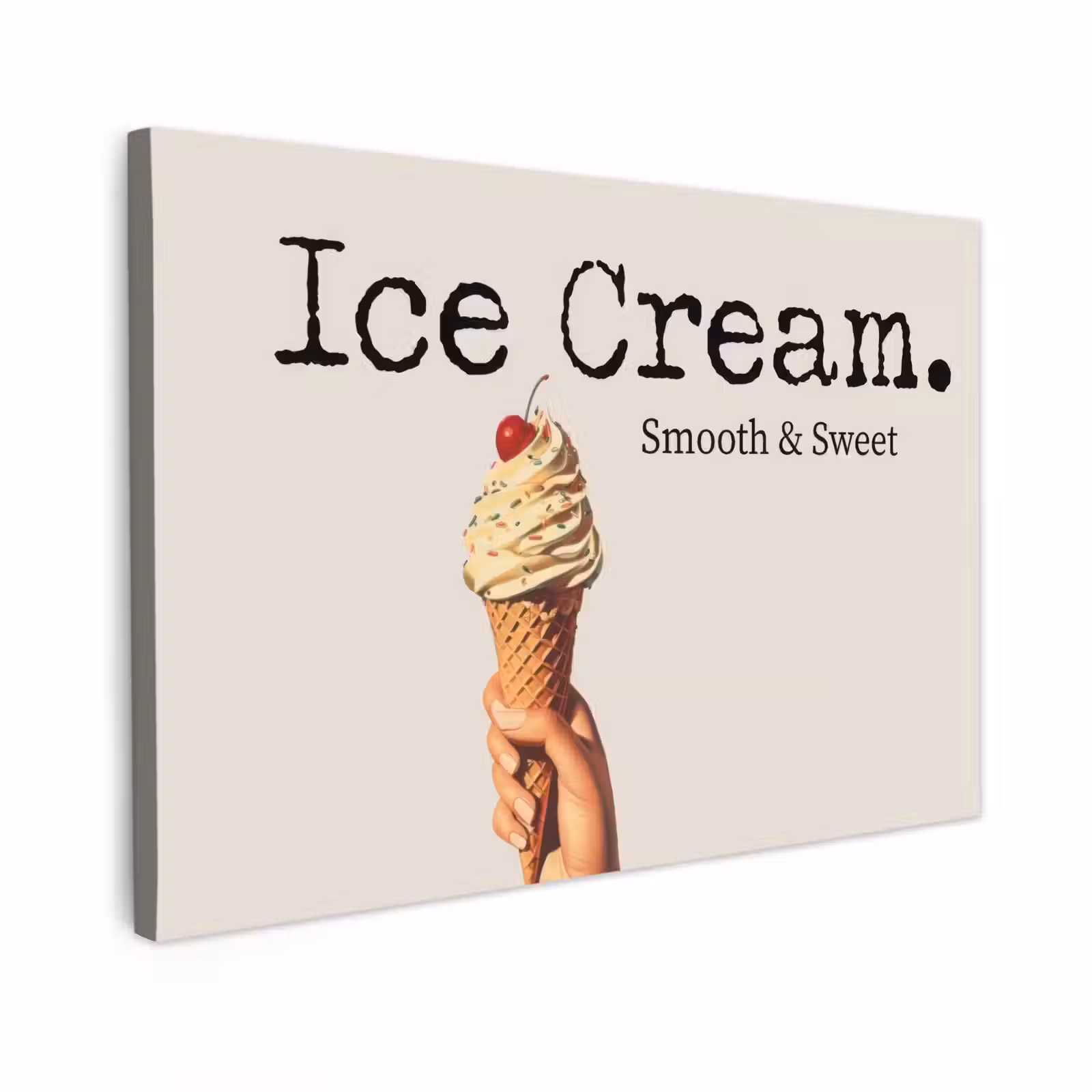 Canvas schilderij - Ice cream - Softijs - Kleurrijk - Kers — 1
