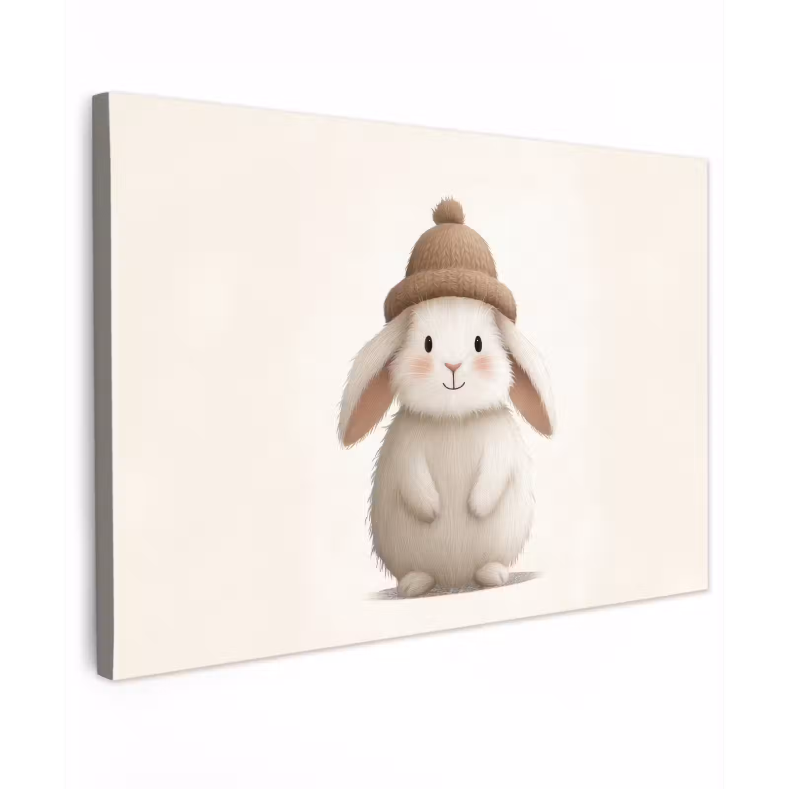 Canvas schilderij - Konijn - Muts - Oren - Beige — 1