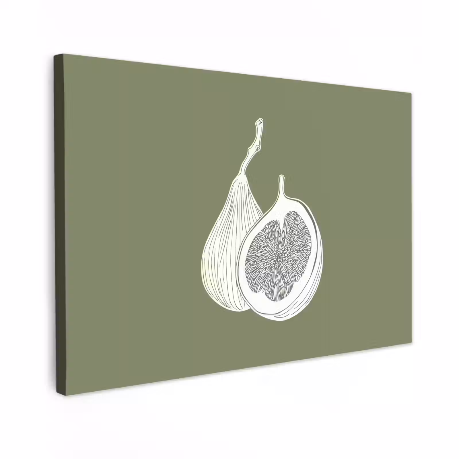 Canvas schilderij - Vijgen - Minimalistisch - Getekend - Mosgroen — 1