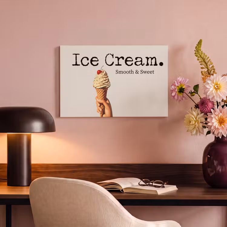 Canvas schilderij - Ice cream - Softijs - Kleurrijk - Kers — 4