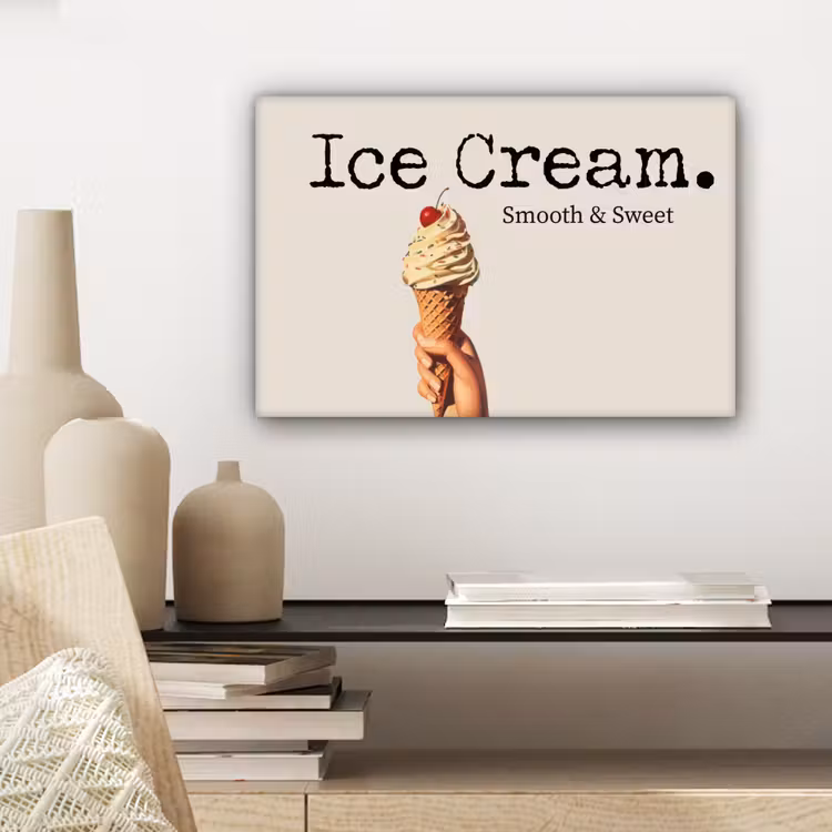 Canvas schilderij - Ice cream - Softijs - Kleurrijk - Kers — 5