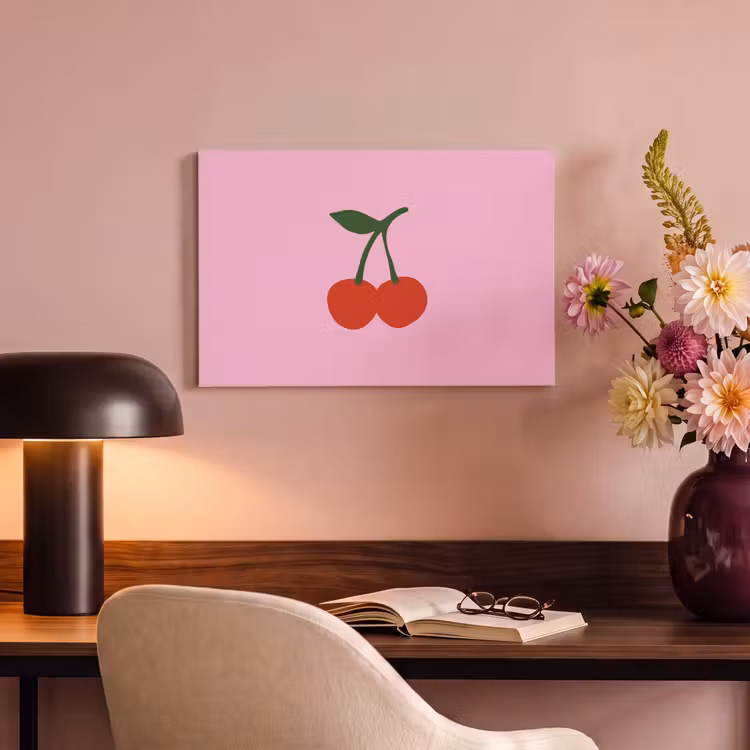 Canvas schilderij - Kersen - Roze - Illustratie — 4
