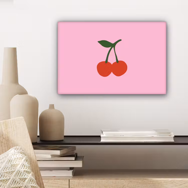Canvas schilderij - Kersen - Roze - Illustratie — 5