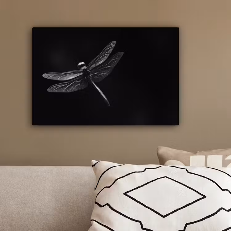 Canvas schilderij - Libelle - Dieren - Zwart - Insect — 3