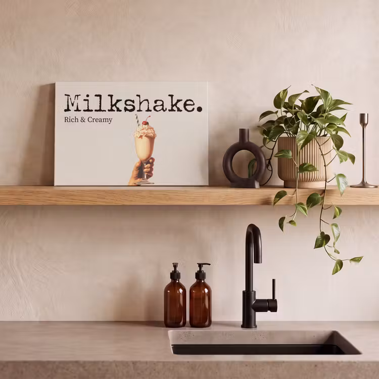 Canvas schilderij - Milkshake - Kers - Rietje — 3