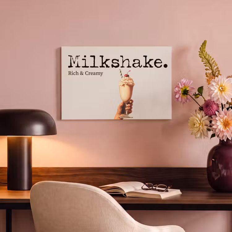 Canvas schilderij - Milkshake - Kers - Rietje — 4