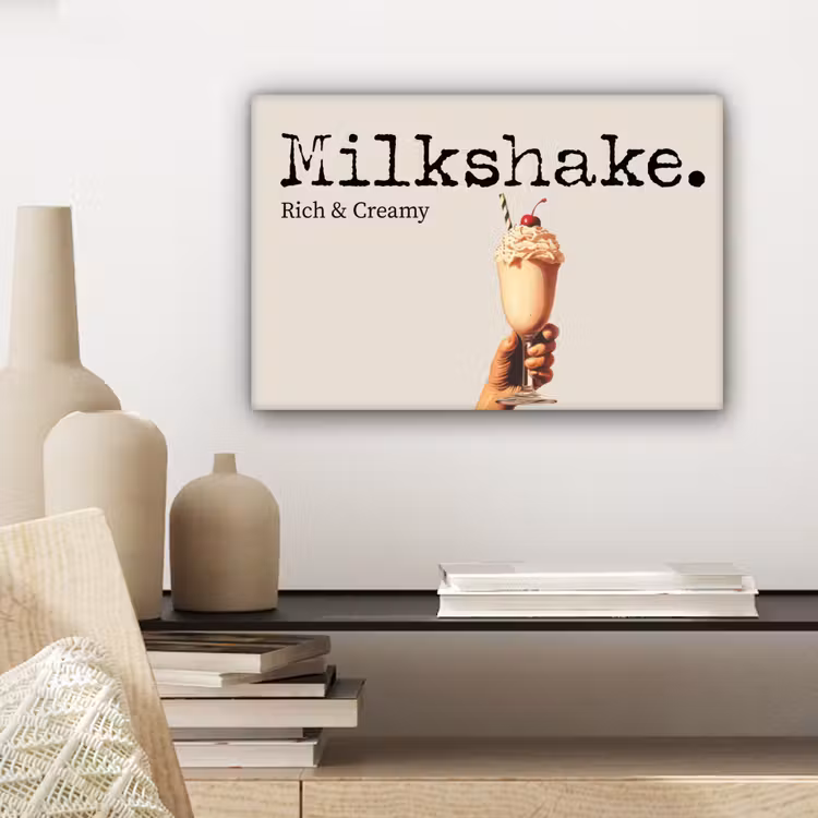 Canvas schilderij - Milkshake - Kers - Rietje — 5