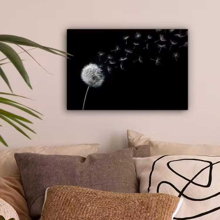 Canvas schilderij - Paardenbloem - Zwart - Natuur — 2