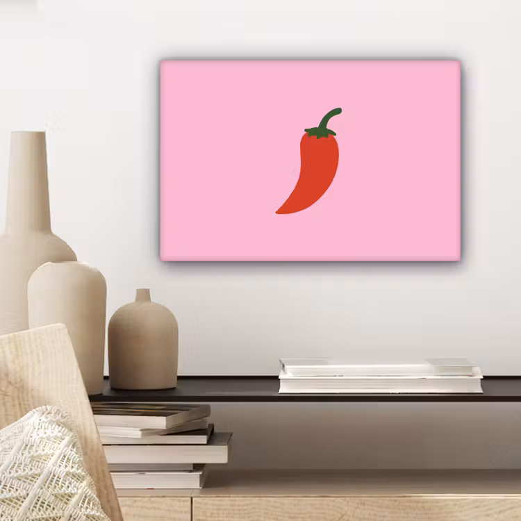 Canvas schilderij - Peper - Rood - Illustratie — 5