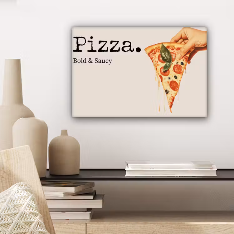 Canvas schilderij - Pizza - Kaas - Pepperoni — 5
