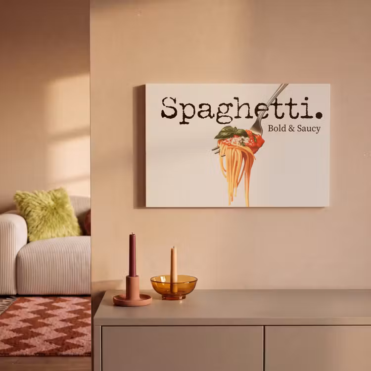 Canvas schilderij - Spaghetti - tomatensaus - Parmezaanse kaas — 2