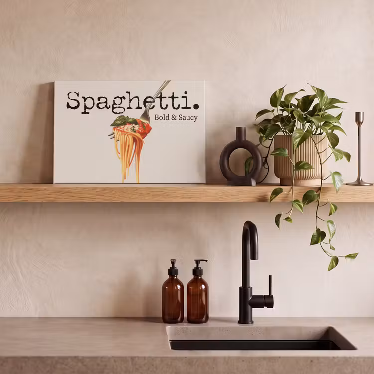 Canvas schilderij - Spaghetti - tomatensaus - Parmezaanse kaas — 3