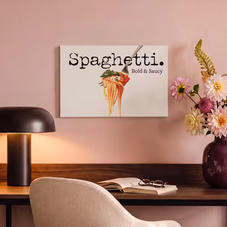 Canvas schilderij - Spaghetti - tomatensaus - Parmezaanse kaas — 4