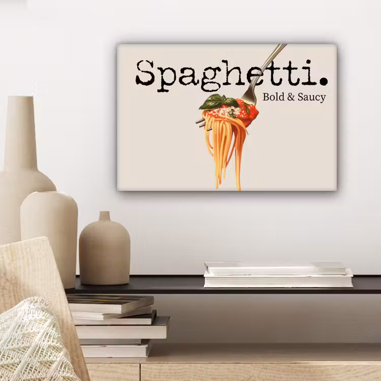 Canvas schilderij - Spaghetti - tomatensaus - Parmezaanse kaas — 5