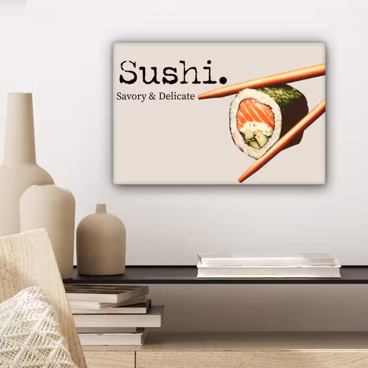 Canvas schilderij - Sushi - Zalm - Rijst - Japans — 5
