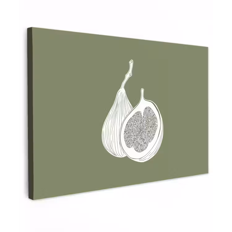 Canvas schilderij - Vijgen - Minimalistisch - Getekend - Mosgroen — 1