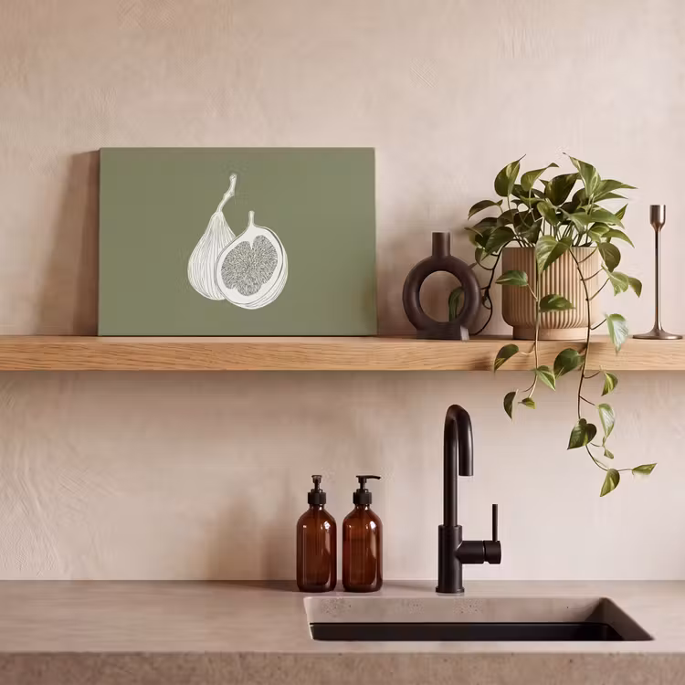 Canvas schilderij - Vijgen - Minimalistisch - Getekend - Mosgroen — 3