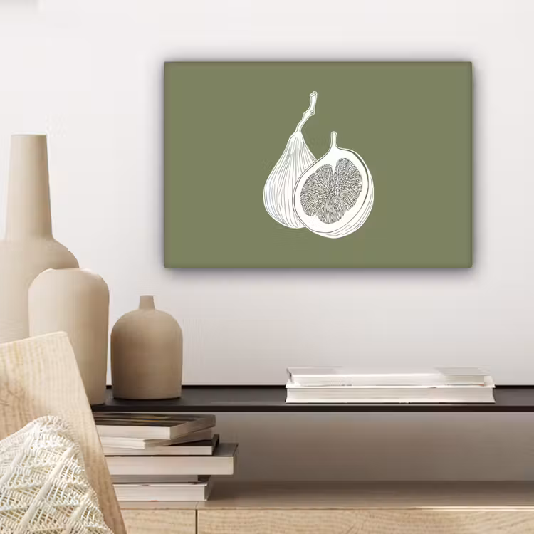 Canvas schilderij - Vijgen - Minimalistisch - Getekend - Mosgroen — 5