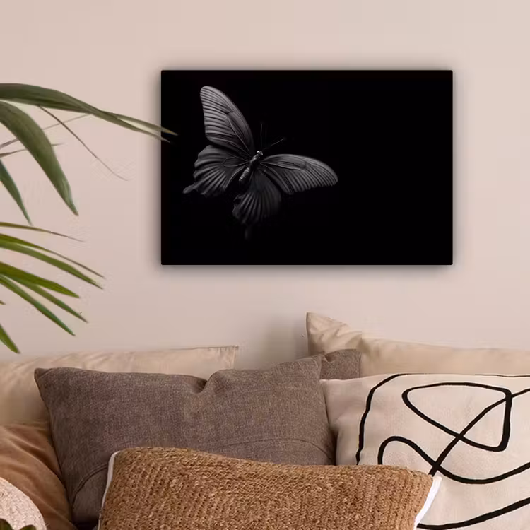 Canvas schilderij - Vlinder - Zwart - Insect - Dieren — 2