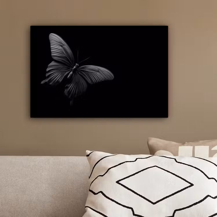 Canvas schilderij - Vlinder - Zwart - Insect - Dieren — 3