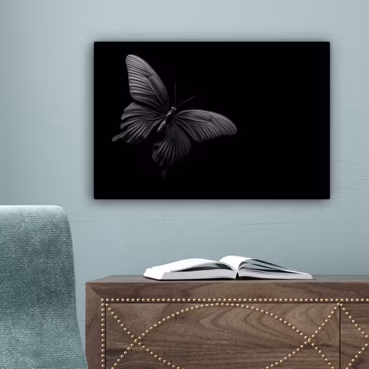 Canvas schilderij - Vlinder - Zwart - Insect - Dieren — 4