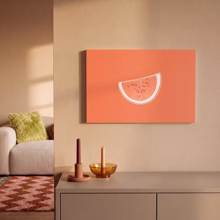 Canvas schilderij - Watermeloen - Lijnen - Koraalrood — 2